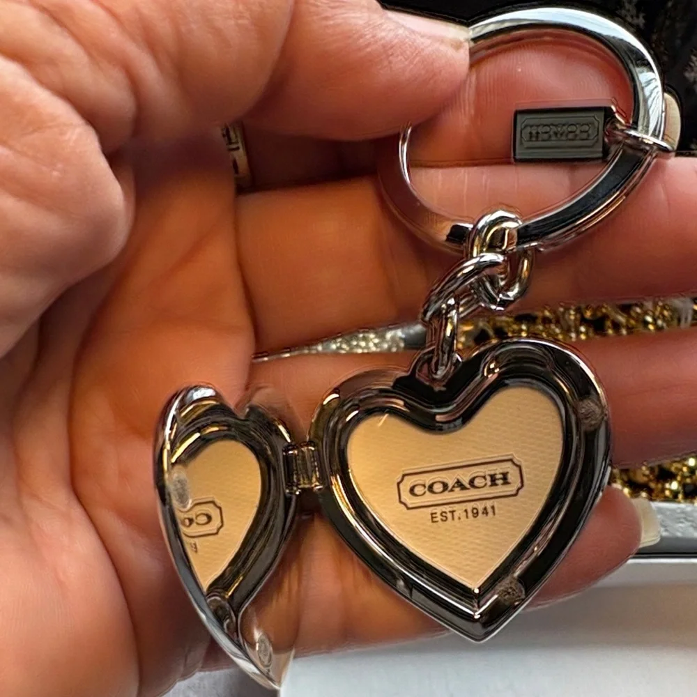 Coach Teal Heart Locket Keychain and Coach Mini Pen - Picture 4 of 4